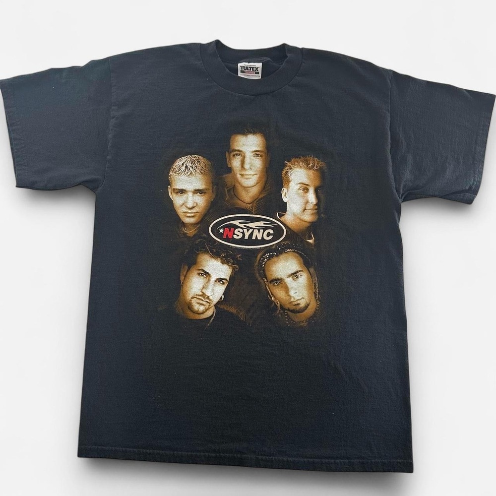 Vintage 1999 NSYNC Tour T-Shirt Black Tultex Cotton Mens Large Graphic Tee
